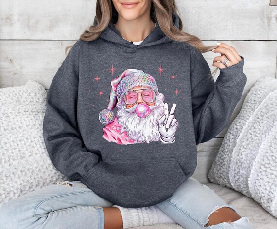 Sweat à capuche père Noël rétro, sweat-shirt père Noël vintage