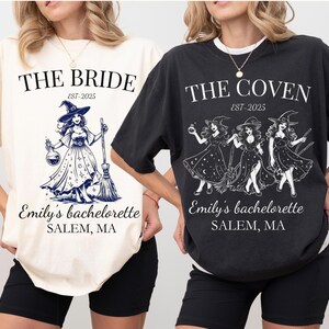 Custom Halloween Bachelorette Shirts, Witch Bach Tshirts, Gothic Bridal Party, Personalized Goth Bachelorette, Spooky Bride Gothic Wedding
