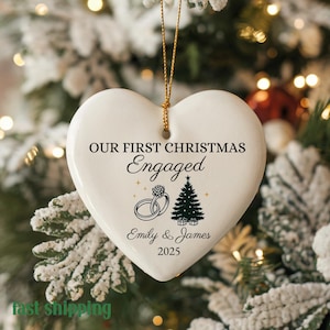 Engaged Ornament 2025, Our First Christmas Engaged Ornament with Names & Date, Personalized Engagement Ornament, Custom Wedding Gift