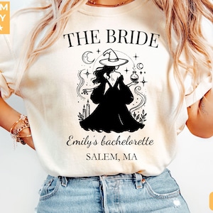 Custom Halloween Bachelorette Shirts, Witch Bach Tshirts, Gothic Bridal Party, Personalized Goth Bachelorette, Spooky Bride Gothic Wedding