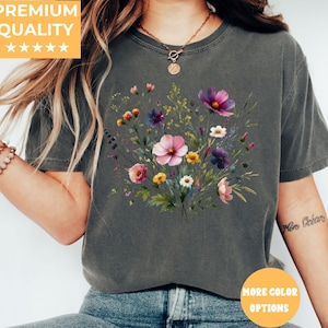 Comfort Colors® Boho Cottagecore Tshirt, Wildflowers T shirt, Vintage Pressed Flowers Shirt, Botanical Floral Tee, Gift for Gardener, Floral