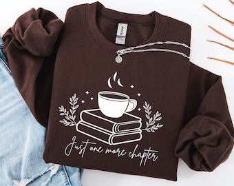 Retro Book Lover Gift, Reading Sweatshirt, Just One More Chapter Sweater, Books Club Matching Pullover, Gift For Librarian, Aesthetic Hoodie