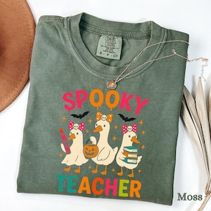 Comfort Colors® Ghost Reading Books Shirt, Bookish Halloween Shirt, Teacher Librarian Halloween Gift, Halloween Book Lover, Halloween School