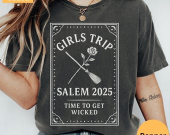 Salem Girls Trip Comfort Colors Shirt, Halloween Witch Tee, Retro Spooky Season Shirt, Salem Massachusetts Gift, Witchy Fall T-Shirt