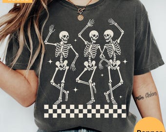 Dancing Skeleton Shirt Comfort Colors, 90s Vintage Skull Tee, Retro Y2K Funny Skeleton Lovers Shirt, Oversized Gift for Her, Halloween shirt
