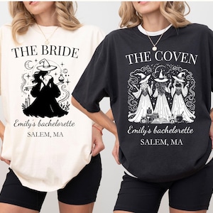 Custom Halloween Bachelorette Shirts, Witch Bach Tshirts, Gothic Bridal Party, Personalized Goth Bachelorette, Spooky Bride Gothic Wedding