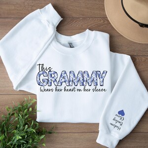 Custom Grandma Sweatshirt With Grandkids Names On Sleeve, Personalized Granny Hoodie, Gramma Outfit, Gigi Mimi Clothing, Mothers Day Gifts