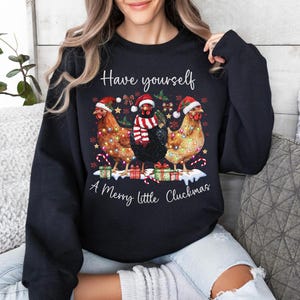 Сute Christmas Chickens Sweatshirt, Christmas Farm Animals Sweatshirt, Womens Christmas Chicken Sweatshirt,Christmas Holiday Sweatshirt Gift