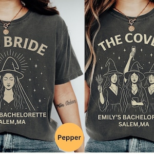 Custom Halloween Bachelorette Shirts, Witch Bach Tshirts, Gothic Bridal Party, Personalized Goth Bachelorette, Spooky Bride Gothic Wedding