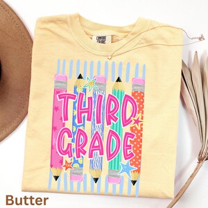 Shirt voor leraar derde leerjaar, T-shirt voor leraar 3e leerjaar, comfortkleuren shirt voor leraar basisonderwijs, cadeau leraar terug naar school