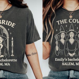 Custom Halloween Bachelorette Shirts, Witch Bach Tshirts, Gothic Bridal Party, Personalized Goth Bachelorette, Spooky Bride Gothic Wedding
