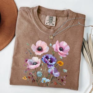 Comfort Colors® Boho Cottagecore Tshirt, Wildflowers T shirt, Vintage Pressed Flowers Shirt, Botanical Floral Tee, Gift for Gardener, Floral
