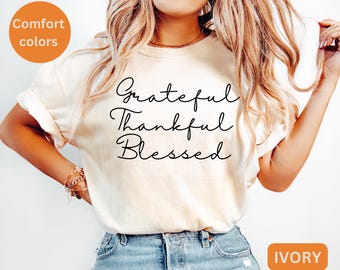 Thankful Shirt Comfort Colors®, Thanksgiving Sweatshirt, Cute Fall Crewneck, Fall Shirt, Religious Gift Idea, Retro Fall Season, Autumn Tees