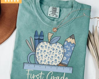 Comfort Colors® First Grade Teacher Shirt, Back to School 1st Grade Tee, Teacher Appreciation Gift, Cute Summer Elementary School T-shirt