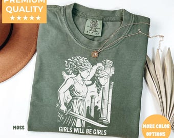 Mädchen werden Mädchen sein Shirt Komfortfarben, Medusa mit dem Kopf Shirt, feministisches Demonstrations-T-Shirt, Frauen Empowerment Shirt, Geschenk für sie