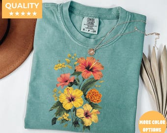 Vintage Flowers Shirt Comfort Colors® Boho Cottagecore Tshirt Botanical Floral Tee Wildflowers Sweatshirt Fairycore Gift Garden Lover Floral