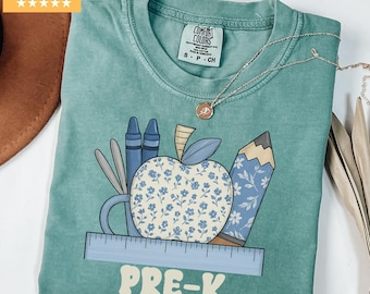 Pre-K Teacher Shirt Comfort Colors, Teacher Tee,  Pre-K Shirt, Back to School Teacher Gift, Teacher Team Outfit, First day of Pre K shirt