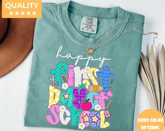 Erster Schultag Shirt Komfortfarben, Lehrer zurück zu Schule T-Shirt, süßes Lehrer Shirt, Grundschullehrer Outfit, Geschenk für Lehrer