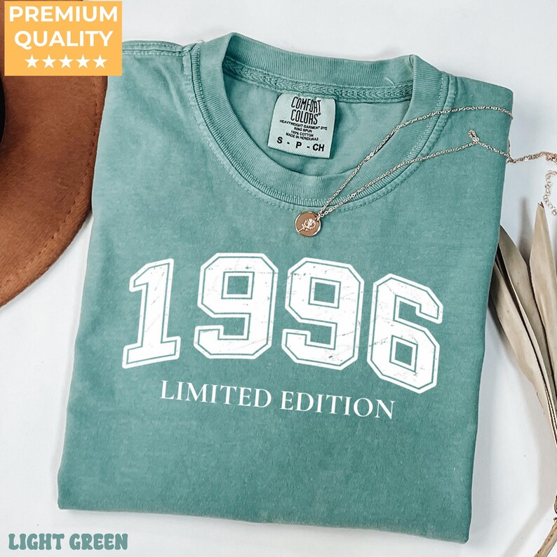 Comfort Color Birth year shirt, Birthday T-shirts, Vintage inspired t- shirt, 1996 Shirt, 30th Birthday, 1996 Birth Year Shirt Birthday Gift Light Green