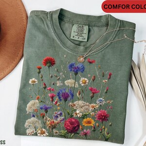 Boho Wildflowers Cottagecore Shirt | Comfort Colors® Shirt  | Gift For Her | Whimsigoth | Plant Shirts | Floral Shirt | Gift For Women