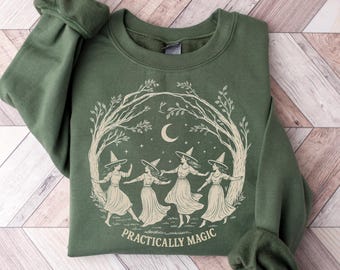 Witchy Halloween Sweatshirt, Vintage Witch Crewneck,  Witches Shirt, Boho Fall Sweater, Cottagecore Halloween Pullover, Celestial Witch Gift