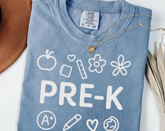 Pre-K Teacher Shirt Comfort Colors, Teacher Tee,  Pre-K Shirt, Back to School Teacher Gift, Teacher Team Outfit, First day of Pre K shirt
