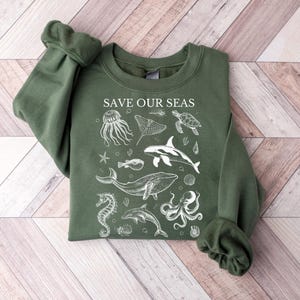 Save Our Seas Sweatshirt , Ocean Life Shirt, Beach Oversized Hoodie,  Aesthetic Sweatshirt, Summer Vibes Sweatshirt, Marine Animal  Pullover
