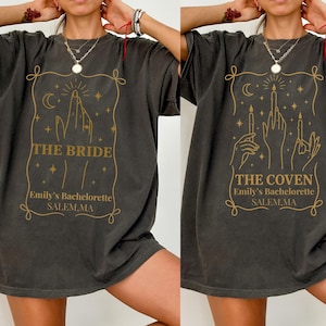 Custom Halloween Bachelorette Shirts, Witch Bach Tshirts, Gothic Bridal Party, Personalized Goth Bachelorette, Spooky Bride Gothic Wedding