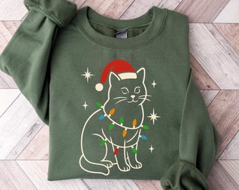 Cat Christmas Sweatshirt, Holiday Cat Pullover, Funny Pet Lover Crewneck, Cute Christmas Kitty Sweater, Christmas sweater for Cat Owners