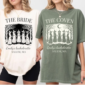 Custom Halloween Bachelorette Shirts, Witch Bach Tshirts, Gothic Bridal Party, Personalized Goth Bachelorette, Spooky Bride Gothic Wedding