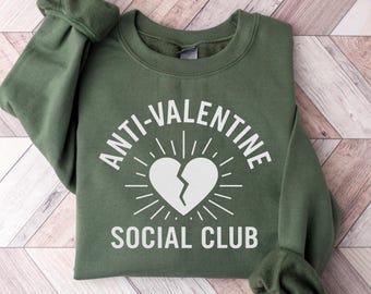Felpa anti San Valentino, girocollo anti San Valentino, maglione con cuore spezzato, maglietta anti amore, regalo di San Valentino, maglione per la giornata della consapevolezza dei single