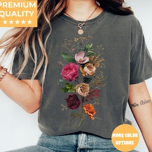 Comfort Colors® Boho Cottagecore Tshirt, Wildflowers T shirt, Vintage Pressed Flowers Shirt, Botanical Floral Tee, Gift for Gardener, Floral