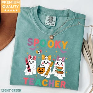 Comfort Colors® Ghost Reading Books Shirt, Bookish Halloween Shirt, Teacher Librarian Halloween Gift, Halloween Book Lover, Halloween School