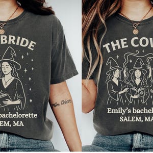 Custom Halloween Bachelorette Shirts, Witch Bach Tshirts, Gothic Bridal Party, Personalized Goth Bachelorette, Spooky Bride Gothic Wedding