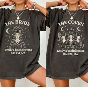 Custom Halloween Bachelorette Shirts, Witch Bach Tshirts, Gothic Bridal Party, Personalized Goth Bachelorette, Spooky Bride Gothic Wedding