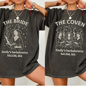 Custom Halloween Bachelorette Shirts, Witch Bach Tshirts, Gothic Bridal Party, Personalized Goth Bachelorette, Spooky Bride Gothic Wedding