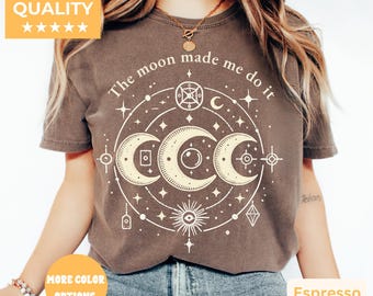 Mystic Moon and Sun Shirt, Mystical Moon Phase Shirt, Boho Vintage