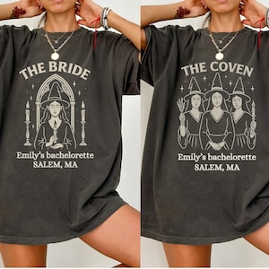 Custom Halloween Bachelorette Shirts, Witch Bach Tshirts, Gothic Bridal Party, Personalized Goth Bachelorette, Spooky Bride Gothic Wedding
