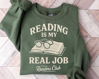 Sudadera de cuello redondo para amantes de los libros, suéter acogedor para el club de lectores, camiseta divertida para leer, sudadera de regalo para amantes de los libros, ropa para el club de lectura.