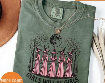 Vintage Mädchen werden Mädchen Hexe Comfort Colors® Shirt, lustige Hexe Vintage Shirt, Vintage Halloween Frauen Shirt, Witchy Vibes Shirt
