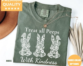 Koszulka Treat All Peeps With Kindness, Koszulka Wielkanocna Nauczyciela, Prezent Wielkanocny Dla Nauczyciela, Strój Wielkanocny Nauczyciela, Koszulka Króliczek Nauczyciela Prezent
