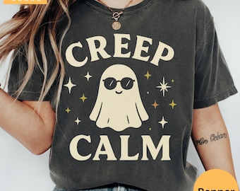 Comfort Colors® Halloween Ghost Shirt, Spooky Season Graphic Tee, Funny Halloween Shirt for Women, Fall Ghost T-Shirt, Cute Halloween Top
