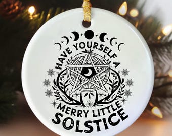 Merry Little Solstice Ornament, Pagan Yule Tree Decoration, Witchy Holiday Decor, Wiccan Christmas Gift, Winter Solstice Ornament