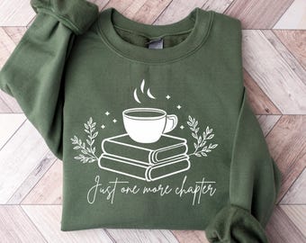 Retro Book Lover Gift, Reading Sweatshirt, Just One More Chapter Sweater, Books Club Matching Pullover, Gift For Librarian, Aesthetic Hoodie