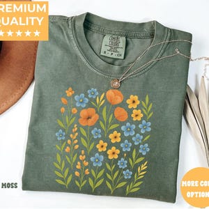 Comfort Colors® Boho Cottagecore Tshirt, Wildflowers T shirt, Vintage Pressed Flowers Shirt, Botanical Floral Tee, Gift for Gardener, Floral