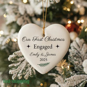 Engaged Ornament 2025, Our First Christmas Engaged Ornament with Names & Date, Personalized Engagement Ornament, Custom Wedding Gift