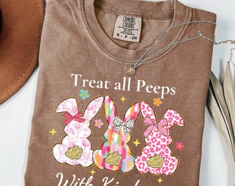 Koszulka Treat All Peeps With Kindness, Koszulka Wielkanocna Nauczyciela, Prezent Wielkanocny Dla Nauczyciela, Strój Wielkanocny Nauczyciela, Koszulka Króliczek Nauczyciela Prezent