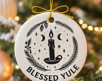 Blessed Yule Ornament, Pagan Yule Tree Decoration, Witchy Holiday Decor, Wiccan Christmas Gift, Winter Solstice Ornament