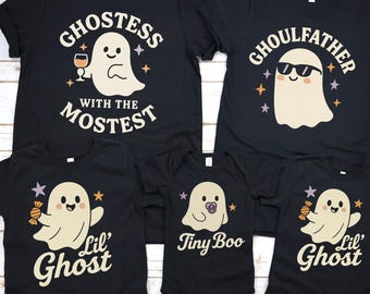 Camisetas familiares a juego de Halloween, camisetas familiares de temporada espeluznante, camisetas de fantasmas a juego para mamá, papá e hijos, atuendos familiares de otoño, camiseta de Halloween para mamá