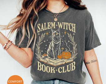 Camiseta de Halloween de brujas, camiseta de Salem para la temporada espeluznante de las brujas, camiseta del club de lectura de Salem para lectores espeluznantes, camiseta de Halloween para amantes de los libros